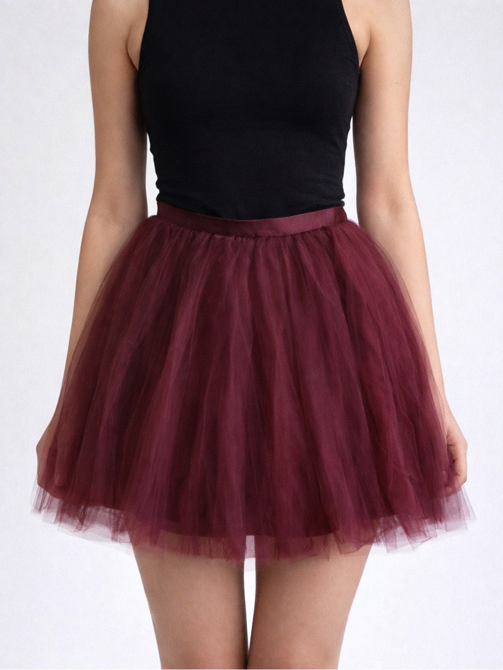NWT Alyce Paris Burgundy Triple Tulle Mini Skirt Size Small Dark Romantic Goth